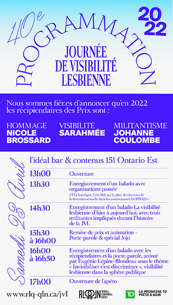 Programmation de la Journée de la Visibilité Lesbienne 2022